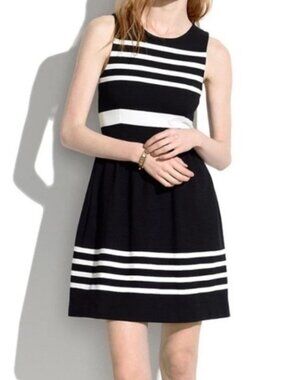 J Crew Factory Womens Black White Striped Sleeveless Dress S